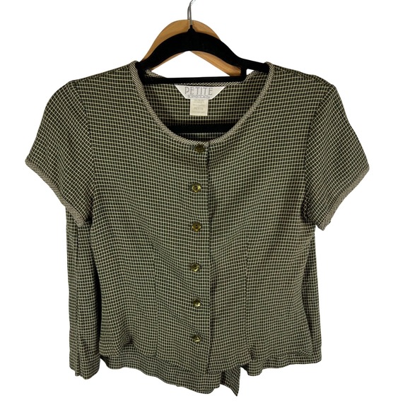 Petite Sophisticate Dresses & Skirts - Petite Sophisticate Vintage 2 Piece Skort Set Olive Green Grid Plaid Blouse 90s